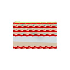 Chevron Wave Triangle Red White Circle Blue Cosmetic Bag (xs) by Alisyart