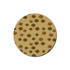 Compass Circle Brown Rubber Coaster (round)  by Alisyart