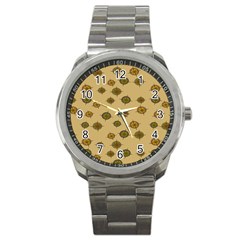 Compass Circle Brown Sport Metal Watch