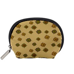 Compass Circle Brown Accessory Pouches (small)  by Alisyart