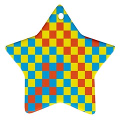 Optical Illusions Plaid Line Yellow Blue Red Flag Star Ornament (two Sides) by Alisyart