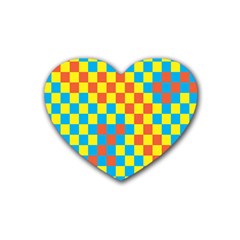 Optical Illusions Plaid Line Yellow Blue Red Flag Heart Coaster (4 Pack)  by Alisyart