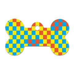 Optical Illusions Plaid Line Yellow Blue Red Flag Dog Tag Bone (two Sides) by Alisyart