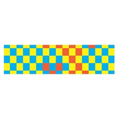 Optical Illusions Plaid Line Yellow Blue Red Flag Satin Scarf (oblong) by Alisyart