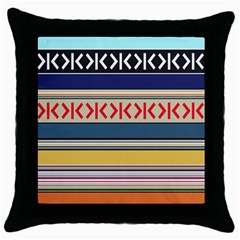 Original Code Rainbow Color Chevron Wave Line Throw Pillow Case (Black)