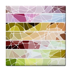 Geometric Mosaic Line Rainbow Tile Coasters