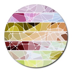 Geometric Mosaic Line Rainbow Round Mousepads