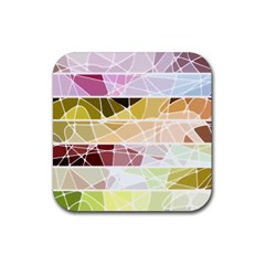 Geometric Mosaic Line Rainbow Rubber Coaster (Square) 