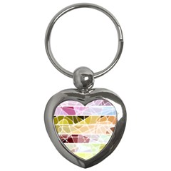 Geometric Mosaic Line Rainbow Key Chains (heart)  by Alisyart