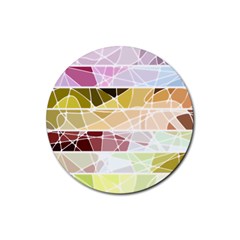 Geometric Mosaic Line Rainbow Rubber Coaster (Round) 