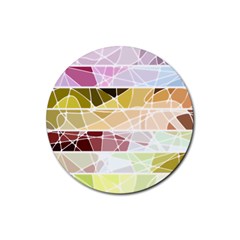 Geometric Mosaic Line Rainbow Rubber Round Coaster (4 pack) 