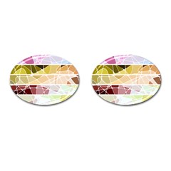 Geometric Mosaic Line Rainbow Cufflinks (Oval)