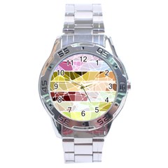 Geometric Mosaic Line Rainbow Stainless Steel Analogue Watch