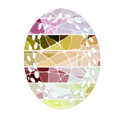Geometric Mosaic Line Rainbow Oval Filigree Ornament (Two Sides)