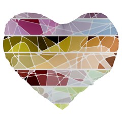 Geometric Mosaic Line Rainbow Large 19  Premium Flano Heart Shape Cushions