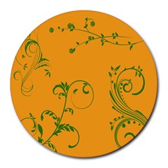 Nature Leaf Green Orange Round Mousepads