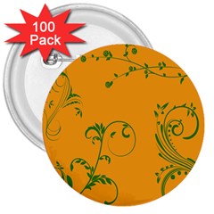 Nature Leaf Green Orange 3  Buttons (100 pack) 