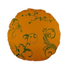 Nature Leaf Green Orange Standard 15  Premium Flano Round Cushions by Alisyart