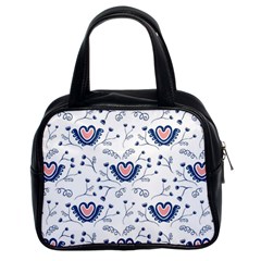 Heart Love Valentine Flower Floral Purple Classic Handbags (2 Sides)