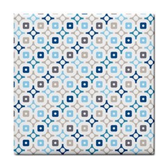 Plaid Line Chevron Wave Blue Grey Circle Tile Coasters