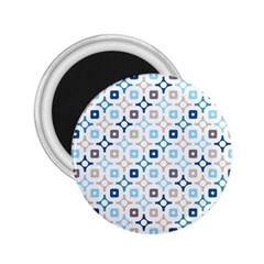 Plaid Line Chevron Wave Blue Grey Circle 2 25  Magnets