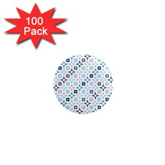 Plaid Line Chevron Wave Blue Grey Circle 1  Mini Magnets (100 Pack) 