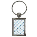 Plaid Line Chevron Wave Blue Grey Circle Key Chains (Rectangle)  Front