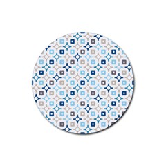 Plaid Line Chevron Wave Blue Grey Circle Rubber Coaster (round) 