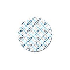 Plaid Line Chevron Wave Blue Grey Circle Golf Ball Marker (4 Pack)