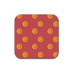 Oranges Lime Fruit Red Circle Rubber Coaster (square)  by Alisyart