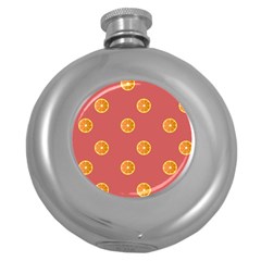 Oranges Lime Fruit Red Circle Round Hip Flask (5 Oz) by Alisyart