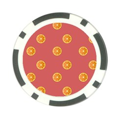 Oranges Lime Fruit Red Circle Poker Chip Card Guard