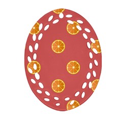 Oranges Lime Fruit Red Circle Oval Filigree Ornament (two Sides)