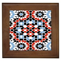 Oriental Star Plaid Triangle Red Black Blue White Framed Tiles