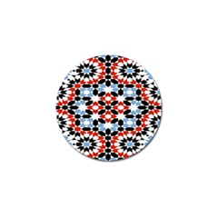 Oriental Star Plaid Triangle Red Black Blue White Golf Ball Marker (4 Pack)