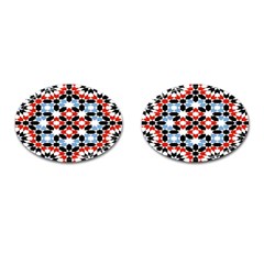 Oriental Star Plaid Triangle Red Black Blue White Cufflinks (oval)