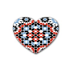 Oriental Star Plaid Triangle Red Black Blue White Heart Coaster (4 Pack) 