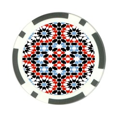 Oriental Star Plaid Triangle Red Black Blue White Poker Chip Card Guard (10 Pack) by Alisyart