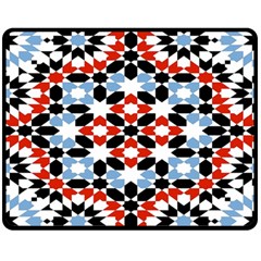 Oriental Star Plaid Triangle Red Black Blue White Fleece Blanket (medium)  by Alisyart