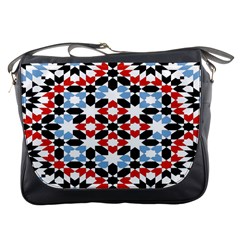 Oriental Star Plaid Triangle Red Black Blue White Messenger Bags by Alisyart