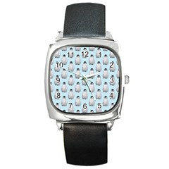 Penguin Animals Ice Snow Blue Cool Square Metal Watch by Alisyart