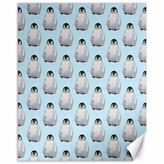 Penguin Animals Ice Snow Blue Cool Canvas 11  X 14  