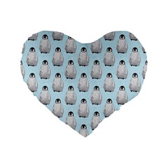 Penguin Animals Ice Snow Blue Cool Standard 16  Premium Flano Heart Shape Cushions by Alisyart
