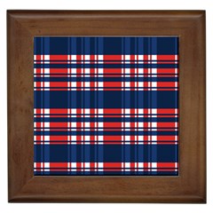 Plaid Red White Blue Framed Tiles