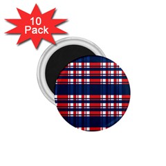 Plaid Red White Blue 1 75  Magnets (10 Pack) 