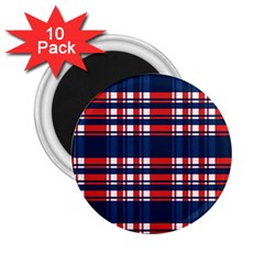 Plaid Red White Blue 2 25  Magnets (10 Pack) 