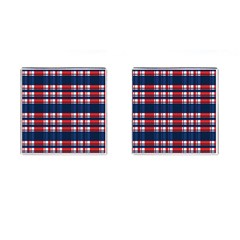 Plaid Red White Blue Cufflinks (square)