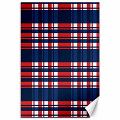 Plaid Red White Blue Canvas 12  X 18   by Alisyart