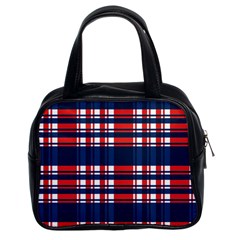 Plaid Red White Blue Classic Handbags (2 Sides)