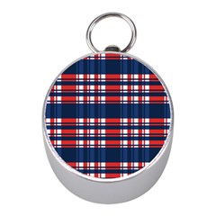 Plaid Red White Blue Mini Silver Compasses by Alisyart